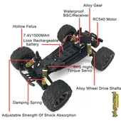 ELEKTRİKLİ RC 1:8 ÖLÇEK SERVO MOTOR SÜSPANSİYONLU ARAZİ ARACI SPOR ARAÇ 85 KM HIZ RC ARAÇ - 5