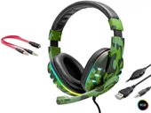 HADRON KR-GM601/602/603/604 Kablolu Oyuncu Kulak Üstü Kulaklık 3.5mm Jack Usb Mikrofonlu Ledli - 1