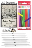 Toz Pastel Boya 12 Renk A5 Eskiz Defteri Pastel Dağıtma Kalemi 1 Paket Toz Soft Pastel Boya 12 li Yumuşak Pastel Gölgele thumbnail 1