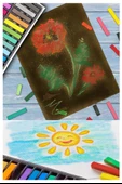 Toz Pastel Boya 12 Renk A5 Eskiz Defteri Pastel Dağıtma Kalemi 1 Paket Toz Soft Pastel Boya 12li Yumuşak Pastel Monalisa - 5