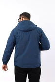 Erkek Mavi Polarlı Su Geçirmez Kapüşonlu Mont thumbnail 4