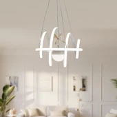 TT Aydınlatma TT005-LDTPL-BY  Burgu Modeli Mat Beyaz Ledli Toplu 3 Renk Modüllü Ledli Avize thumbnail 2