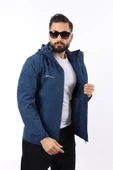 Erkek Mavi Polarlı Su Geçirmez Kapüşonlu Mont thumbnail 1