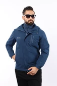 Erkek Mavi Polarlı Su Geçirmez Kapüşonlu Mont thumbnail 6