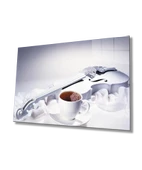 Müzik Çay Keman Mutfak Natürmort Dekoratif ve Modern Cam Tablo - 1