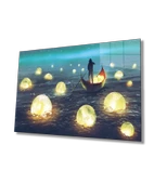 Ay Toplayıcı  Soyut  Dekoratif ve Modern Cam Tablo - 1