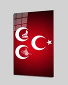 Türklük  3Hilal Dekoratif ve Modern Cam Tablo - 1