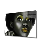Kadınlar Afrika Kreliçesi Dekoratif ve Modern Cam Tablo - 1