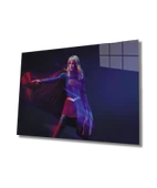 Kadın Süper Kahram Dekoratif ve Modern Cam Tablo - 1