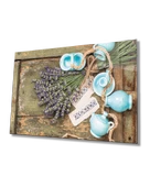 Çiçekli Ahşap Görünümlü Dekoratif ve Modern Cam Tablo - 1