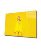 Kadınlar Sarı Enerjisi Dekoratif ve Modern Cam Tablo - 1