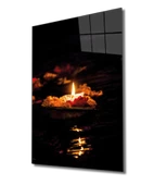 Sarı Mum Dekoratif ve Modern Cam Tablo Yellow Candle - 1