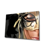 Kadınlar Altın Maske Dekoratif ve Modern Cam Tablo - 1