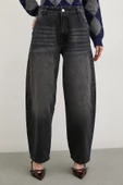 Yüksek Bel Baggy Jean Siyah - 4
