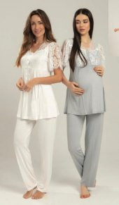 Bone Club 5210 ECRU  Hamile Lohusa Pijama Tk - 3