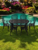 Ferforje görünümlü Plastik Oval Hitit Masa Sandalye Takımı 1 Masa 6 Sandalye Balkon, Bahçe Mobilyası - 9