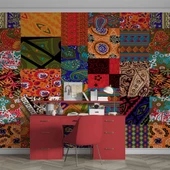Rengarenk Motif Çizim Desenli Duvar Kağıdı - 4