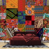 Rengarenk Motif Çizim Desenli Duvar Kağıdı - 2