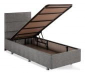 Niron Silver Baza ve Başlık Seti 100x200 cm Tek Kişilik Kaydırmaz Kumaşlı Gri Keten Baza ve Başlığı - 1