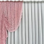 Pembe Renk Büzgü Tül Fon Perde - 2 Adet (Takım) - 3