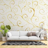 3 Boyutlu Beyaz Altın Motif Desenli Duvar Kağıdı - 1