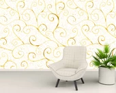 3 Boyutlu Beyaz Altın Motif Desenli Duvar Kağıdı - 6