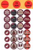 Ekoseli Yılbaşı Sticker - Ekose Sticker - Yılbaşı Hediyesi - Yılbaşı Süsleri - Paketleme Sticker - 1