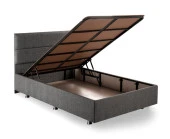 Niron Silver Baza ve Başlık Seti 120x200 cm Tek Kişilik Kaydırmaz Kumaşlı Gri Keten Baza ve Başlığı - 1
