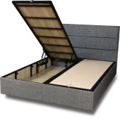 Niron Silver Baza ve Başlık Seti 120x200 cm Tek Kişilik Kaydırmaz Kumaşlı Gri Keten Baza ve Başlığı - 4