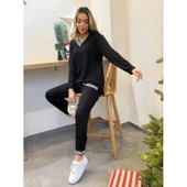 Lucky Life Kadın Yeni Sezon Uzun Kollu Ribana Detay Ikili Takım - 3