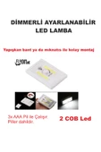 Dimmerli  Led Lamba Cob Ledli Yapişkan Veya Miknatisli Dolap Içi Mutfak Tezgah Ev Bahçe Fener - 4