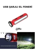 USB ŞARJLI EL FENERİ HEM ORTAM AYDINLATMALI YAN LED TÜPLÜ LAMBA HEMDE FENER ÖZELLİKLİ FONKSİYONLU - 3