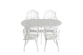 Ferforje görünümlü Plastik Oval İstanbul Masa Sandalye Takımı 1 Masa 4 Sandalye Balkon, Bahçe Mobilyası - 4