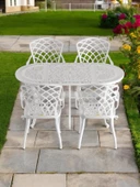 Ferforje görünümlü Plastik Oval Hitit Masa Sandalye Takımı 1 Masa 4 Sandalye Balkon, Bahçe Mobilyası - 2