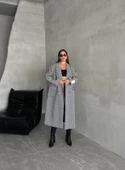 Siyah Balıksırtı Armalı ve Yünlü Uzun Kaban-44052 - 5