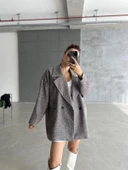 Kahve 1. Sınıf Kalite Balık Sırtı Oversize Kaşe Kaban - 3