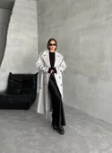 Gri Melanj Apoletli Kemerli Kaban-44188 - 5