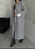 Siyah Balıksırtı Armalı ve Yünlü Uzun Kaban-44052 - 2