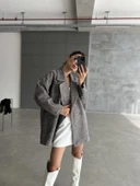 Kahve 1. Sınıf Kalite Balık Sırtı Oversize Kaşe Kaban - 2