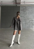 Kahve 1. Sınıf Kalite Balık Sırtı Oversize Kaşe Kaban - 6