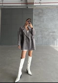Kahve 1. Sınıf Kalite Balık Sırtı Oversize Kaşe Kaban - 5