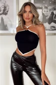 For Pretty Halka Detay Çapraz Askı Crop Bluz - 3