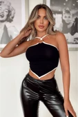 For Pretty Halka Detay Çapraz Askı Crop Bluz - 1