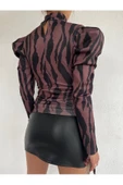 For Pretty Leopar Desenli Dalgıç Bluz - 3