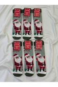 For Pretty 6'Lı Yılbaşı Christmas Temalı Unısex Noel Baba Figürlü Yeşil Çorap - 1