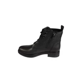 YAZKIŞ Kadın Siyah Ten Cilt Düğmeli Bağcıklı 13cm Bilek Boyu 3cm Düz Taban Bot thumbnail 7