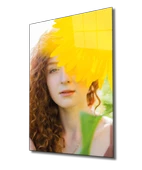 Sarı Çiçek ve Kadın Dekoratif ve Modern Cam Tablo A Lady and Yellow Flower - 1