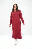 Kadın Büyük Beden Uzun Kollu Yaka Detaylı Elbise 5283-25 - 8