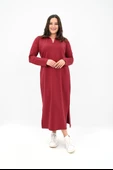 Kadın Büyük Beden Uzun Kollu Yaka Detaylı Elbise 5283-25 - 9
