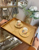 Sembol Desenli Lüx Sunum Tepsisi 47x30 cm Altın-102 LUXTRAY-102 - 4